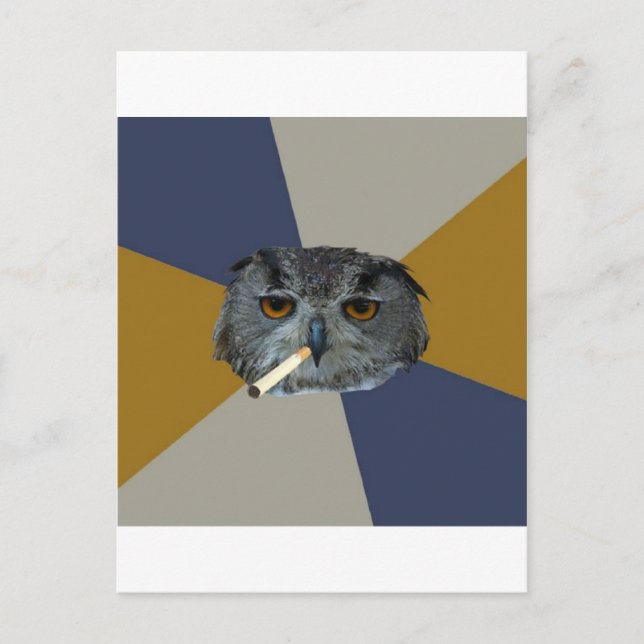 Cartão Postal Art Student Owl Advice Animal Meme (Frente)