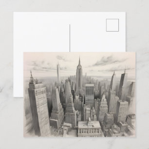 Cartão Postal Arte a aquarela de Nova Iorque