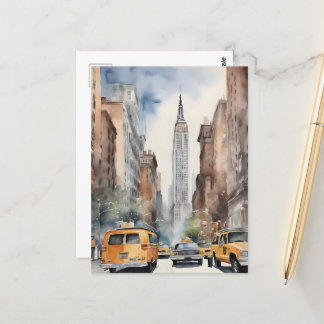 Cartão Postal Arte a aquarela de Nova Iorque