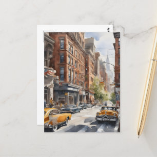Cartão Postal Arte a aquarela de Nova Iorque