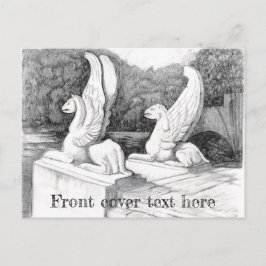 Cartão Postal Arte a lápis monocromática da escultura de Griffin