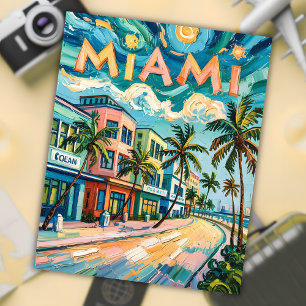 Cartão Postal Arte a motor oceânica de Miami na Viagem de estilo