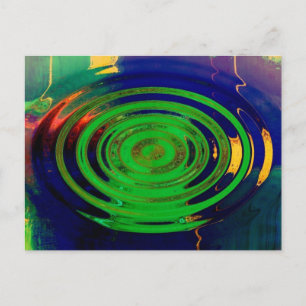 Cartão Postal Arte abstrata contemporânea verde e azul
