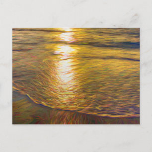 Cartão Postal Arte abstrata da Praia do Pôr do Sol