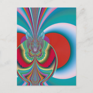 Cartão Postal Arte Abstrata de Borboleta de Primavera Explosão d