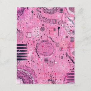 Cartão Postal Arte abstrata de sundae de morango