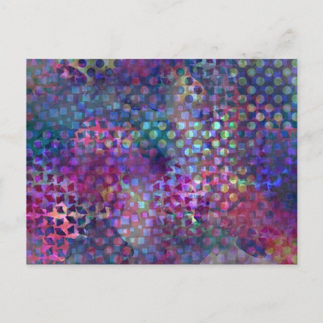 Cartão Postal Arte abstrata digital multicolorida (Frente)