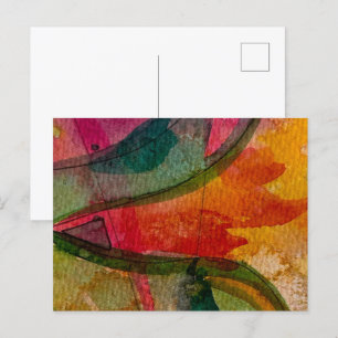 Cartão Postal Arte Abstrata Expressionista com Aquarela e Tinta