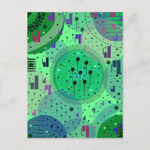 Cartão Postal Arte Abstrata: Fruta Kiwi Verde