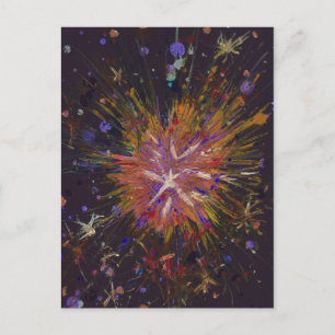 Cartão Postal Arte Abstrata Laranja Estrela Pintura Acrílica Sal