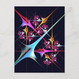 Cartão Postal Arte abstrata moderna com padrão floral rosa #01