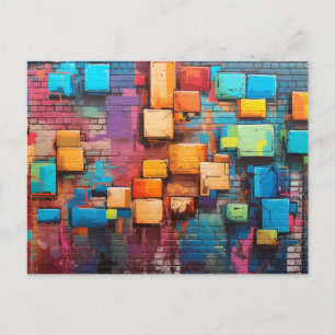 Cartão Postal Arte abstrata Mural colorido em Mural