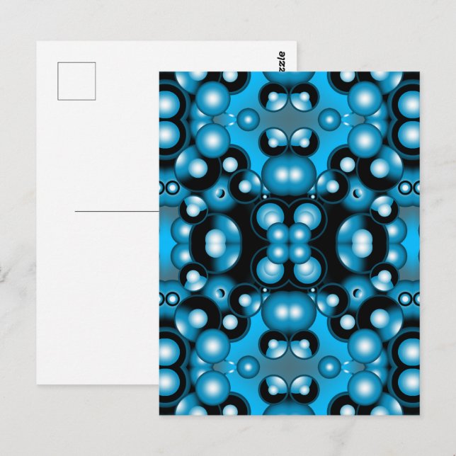Cartão Postal Arte Abstrata Orbital de Círculo Concêntrico Azul (Frente/Verso)