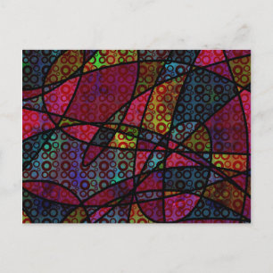 Cartão Postal Arte Abstrata Ousada com Círculos e Linhas Pretas