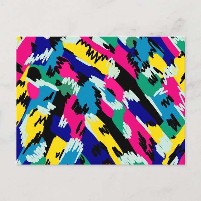 Cartão Postal Arte Abstrato a negrito em cores primárias (Frente)