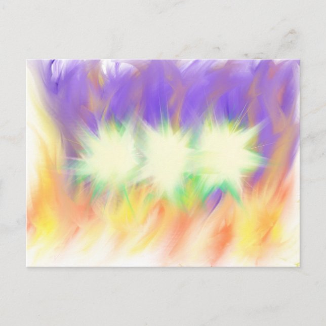 Cartão Postal Arte Abstrato Cristão Profético Trinity Fire Star (Frente)