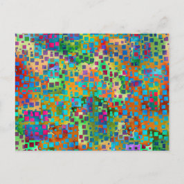Cartão Postal Arte Abstrato digital colorida com quadrados