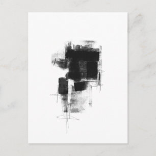 Cartão Postal Arte Abstrato minimalista a preto e branco