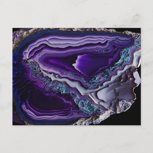 Cartão Postal Arte Acrílica de Gemstone Roxo (Frente)