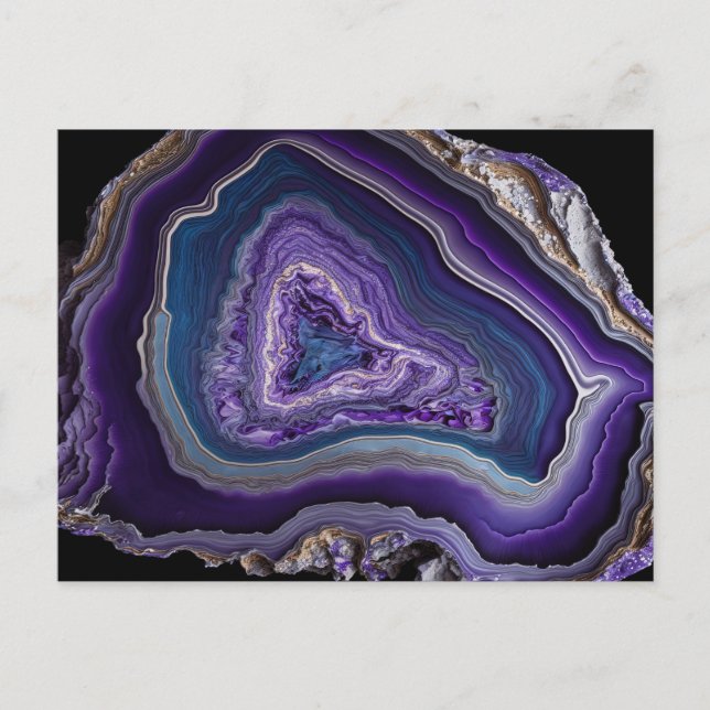 Cartão Postal Arte Acrílica de Gemstone Roxo (Frente)