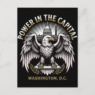 Cartão Postal Arte Águia Careca Poder no Capital Washington DC