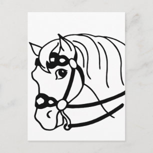 Cartão Postal Arte animal estilo retrô de cabeça de cavalo minim