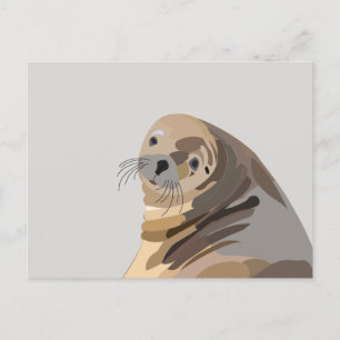 Cartão Postal Arte Animal Lobo-Marinho