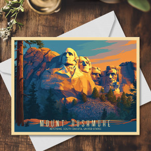 Cartão Postal Arte Antiga Monte Rushmore Dakota do Sul EUA Viage