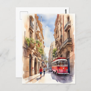Cartão Postal Arte aquarela de Barcelona