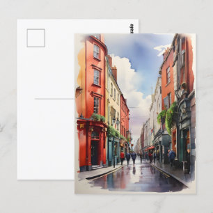Cartão Postal Arte aquarela de Dublin