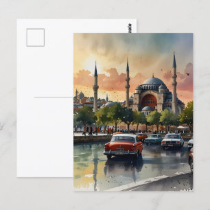 Cartão Postal Arte aquarela de Istambul