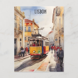 Cartão Postal Arte aquarela de Lisboa