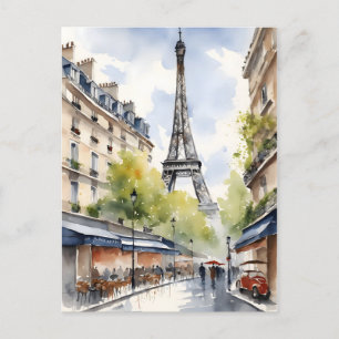 Cartão Postal Arte aquarela de Paris