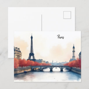 Cartão Postal Arte aquarela de Paris