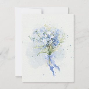 Cartão Postal Arte aquosa de buquê de flor azul