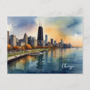 Cartão Postal Arte aquosa de Chicago