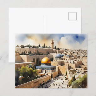 Cartão Postal Arte aquosa de Jerusalém Israel