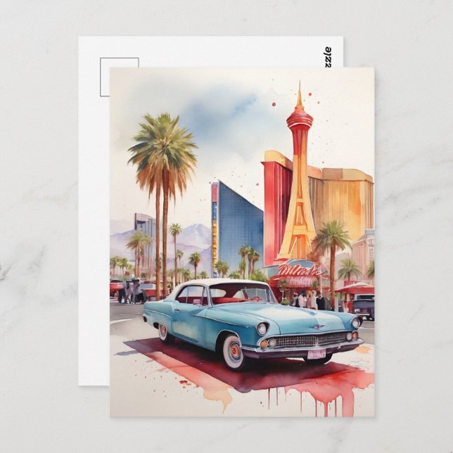 Cartão Postal Arte aquosa de Las Vegas (Frente/Verso)