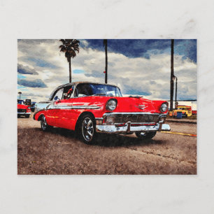 Cartão Postal Arte aquosa do Chevrolet Bel Air de 1956