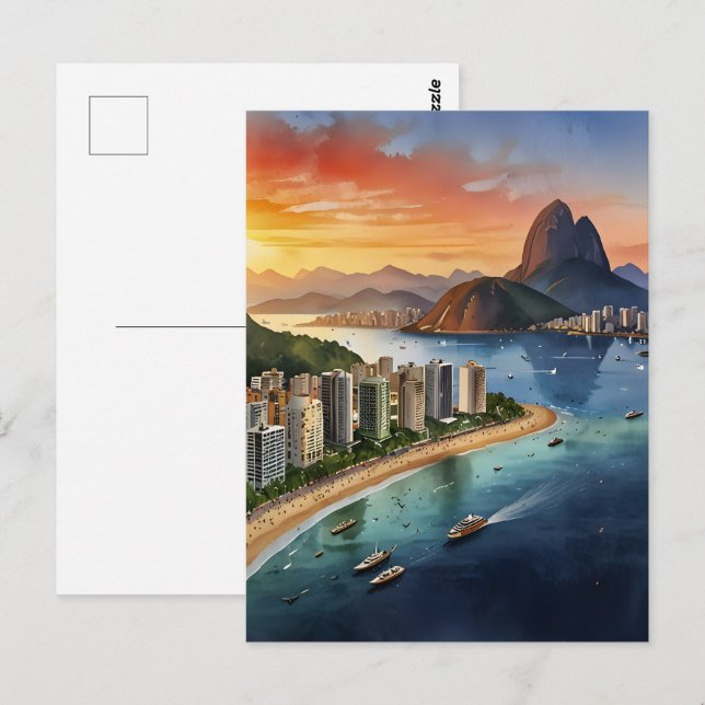 Cartão Postal Arte aquosa do Rio de Janeiro (Frente/Verso)