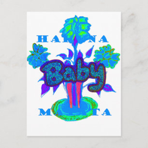 Cartão Postal Arte Azul Suave Com Ciano: Toque De Bebê.