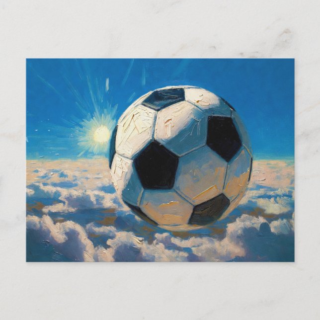 Cartão Postal Arte Bola de Futebol Voadora (Óleo No. 5) (Frente)
