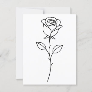 Cartão Postal Arte Botânica Minimalista de Rosa em Linha
