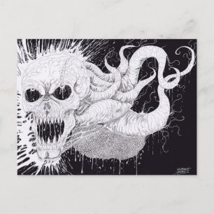 Cartão Postal Arte Caveira Preta E Branca