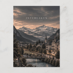 Cartão Postal Arte Cinematográfica Monocromática de Interlaken
