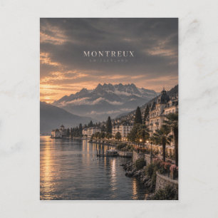 Cartão Postal Arte Cinematográfica Monocromática de Montreux