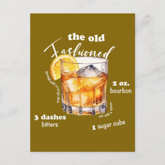 Cartão Postal Arte Clássica de Cocktail de Receita Fashiada Anti