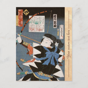 Cartão Postal Arte clássica vintage ukiyo-e kyudo arquer Utagaw