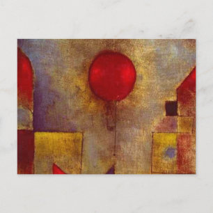 Cartão Postal Arte Colorida Abstrata Balão Vermelho Paul Klee 