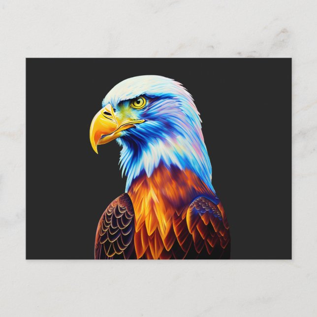 Cartão Postal Arte Colorida Bald Eagle (Frente)